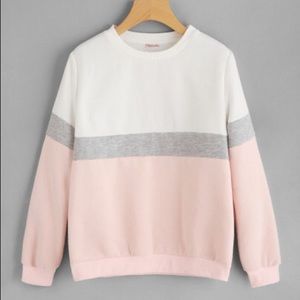 Pink Color Block Sweatshirt
